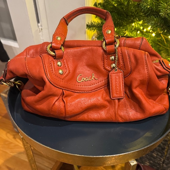 Coach Handbags - Vintage Coach Vibrant Orange Leather Satchel